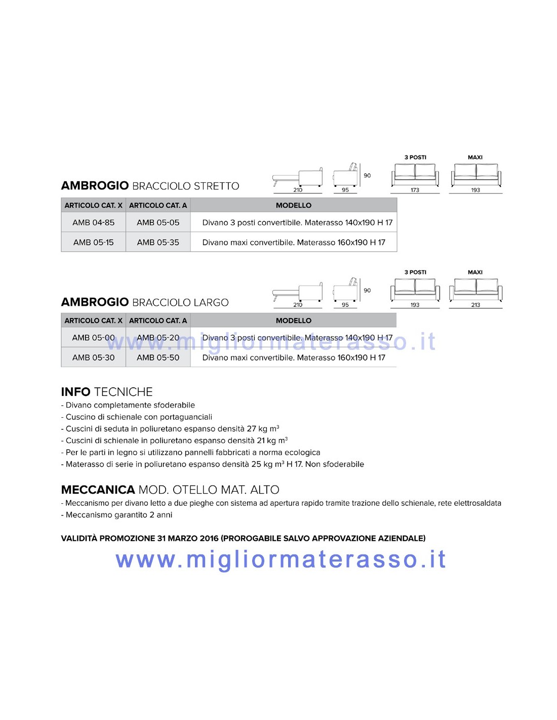 Divano Letto Con Materasso 20 Cm