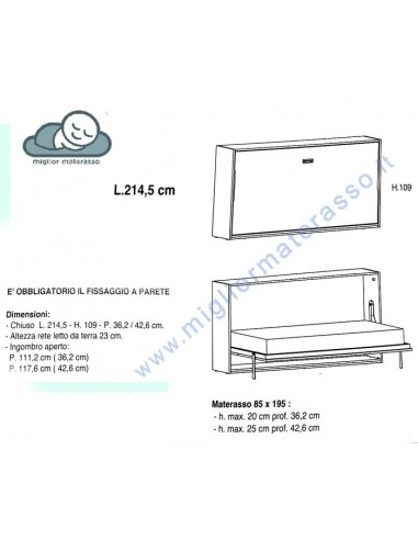 letto a scomparsa matrimoniale