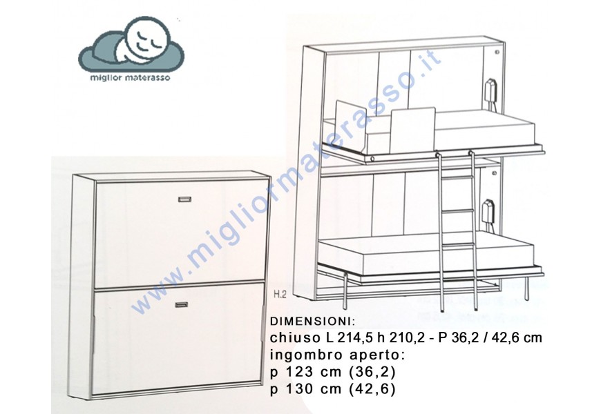 bed gemini 2 beds in wall