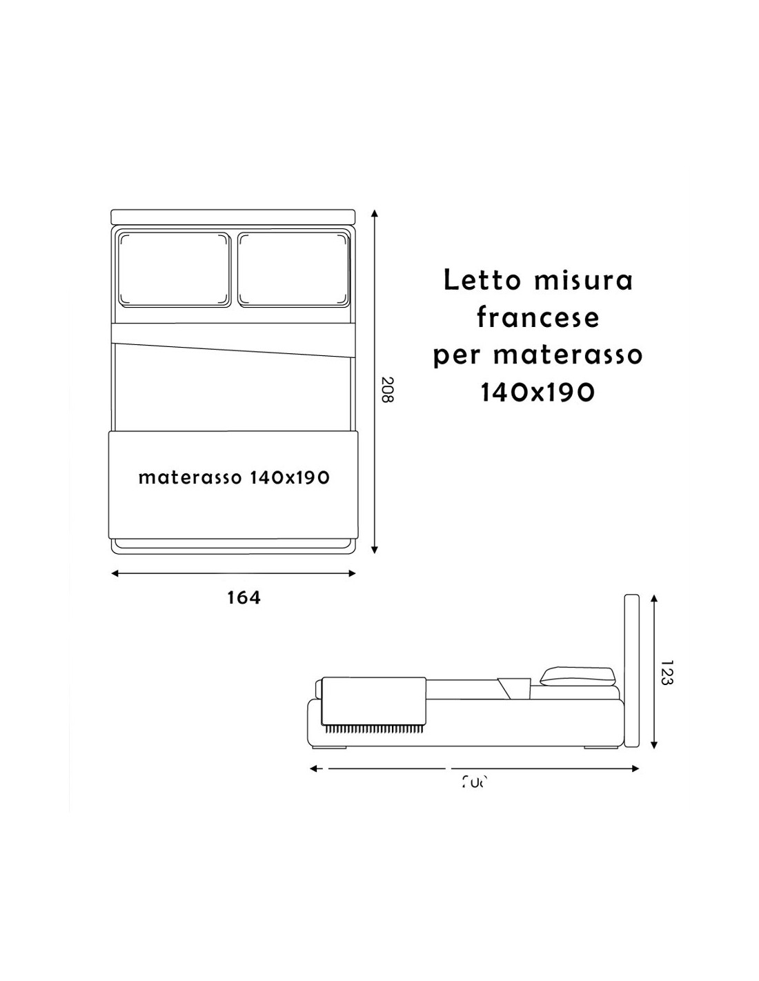 Struttura Letto Matrimoniale Francese Alto 140x190 –