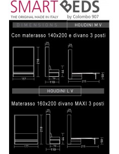 Letto a scomparsa con divano Houdini matrimoniale 2
