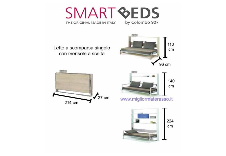 Letto a scomparsa singolo orizzontale