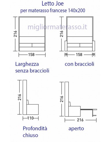 Misure Letto con divano Joe