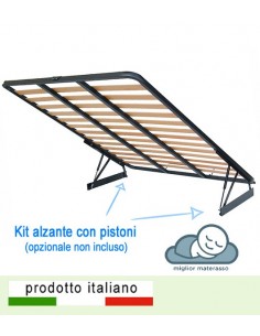 KIT COMPLETO Sollevamento Letto per LETTO CONTENITORE. Trapezi + Pistoni a  Gas + Ferma Materasso. (Letto Matrimoniale - Fuorimisura)