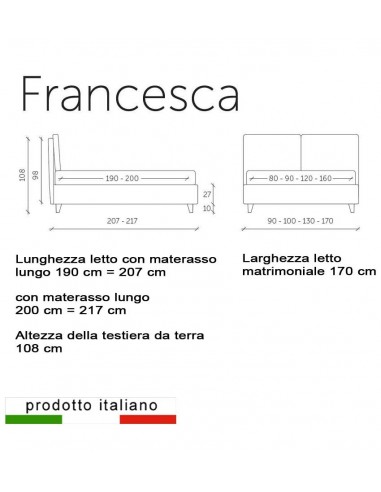 Letto con testiera a cuscini trapuntati