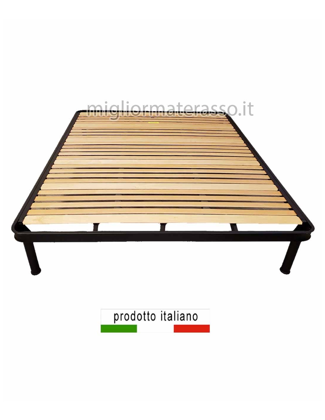 Rete matrimoniale 180x200 cm a doghe classiche – doghe in legno di faggio,  telaio in ferro