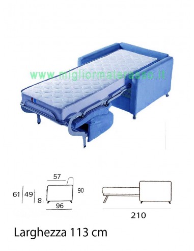 Blu Sofa one bed Ambrogio high mattress