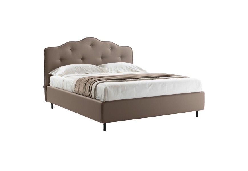 Letto con testiera con bottoni