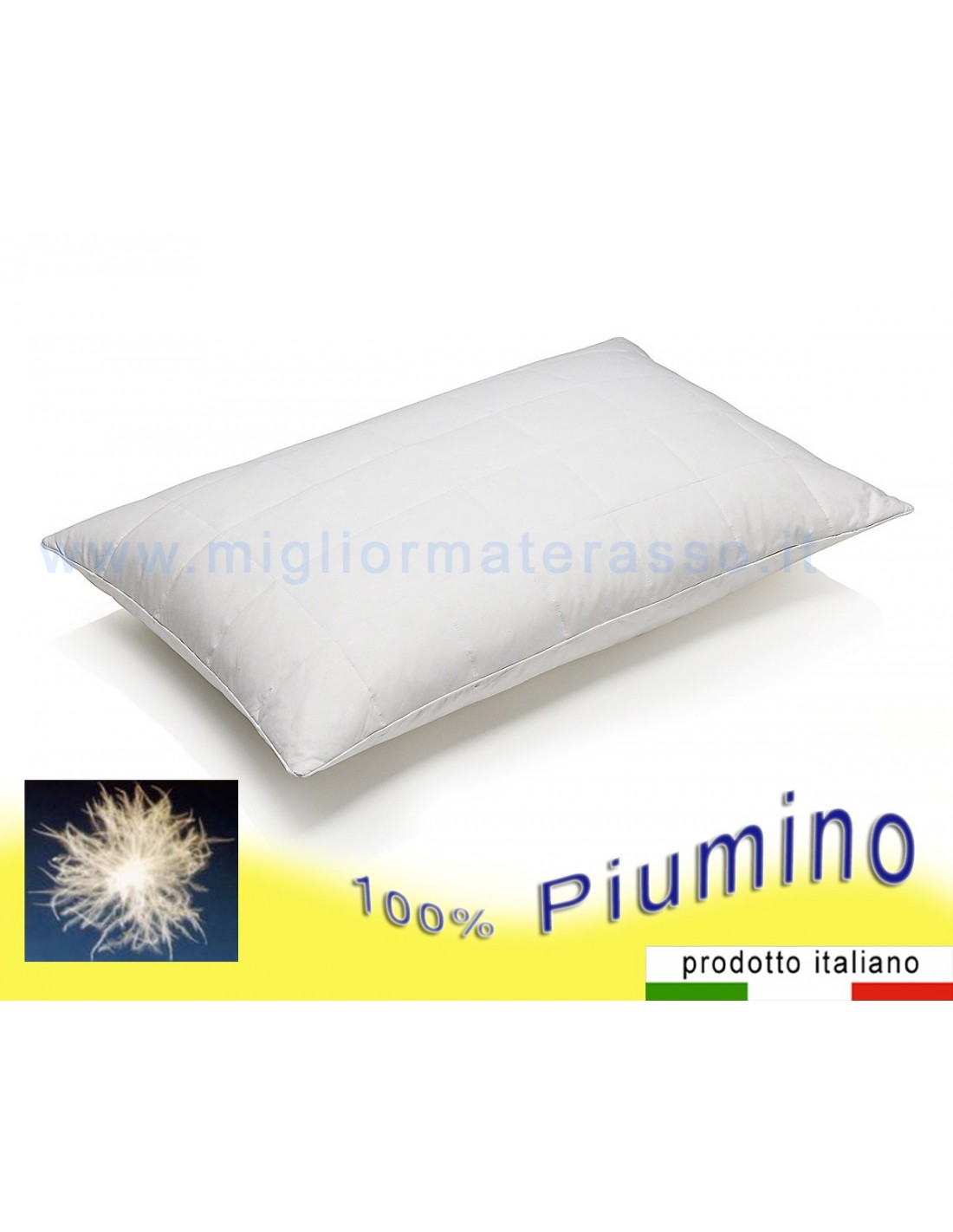 Cuscino 100% in Piuma D'Oca (Cotone Biologico) per estremo Comfort - Made  in Italy : : Casa e cucina