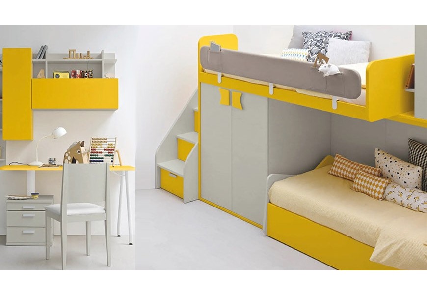 Cameretta soppalco con cabina armadio