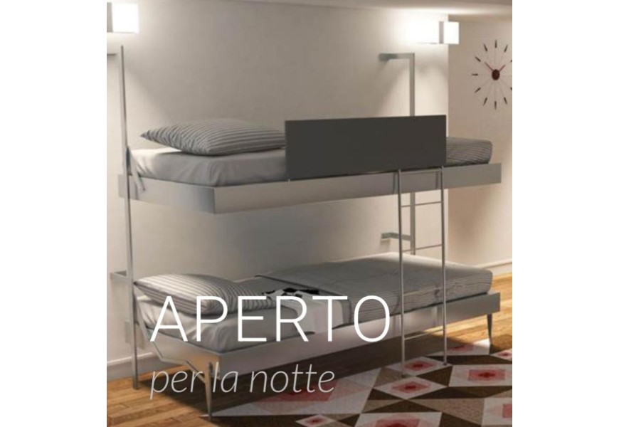 Letto a scomparsa a castello Boss con luci led