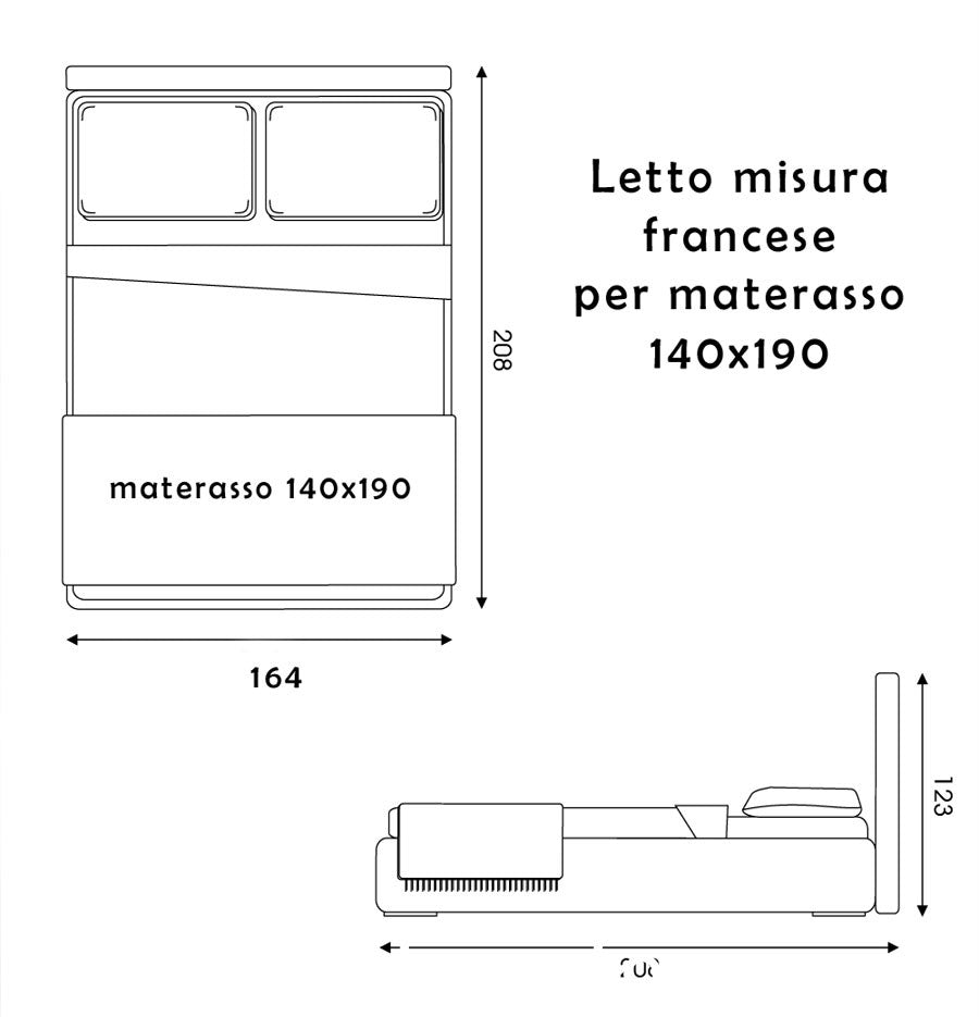 Letto contenitore 140 cm misura francese