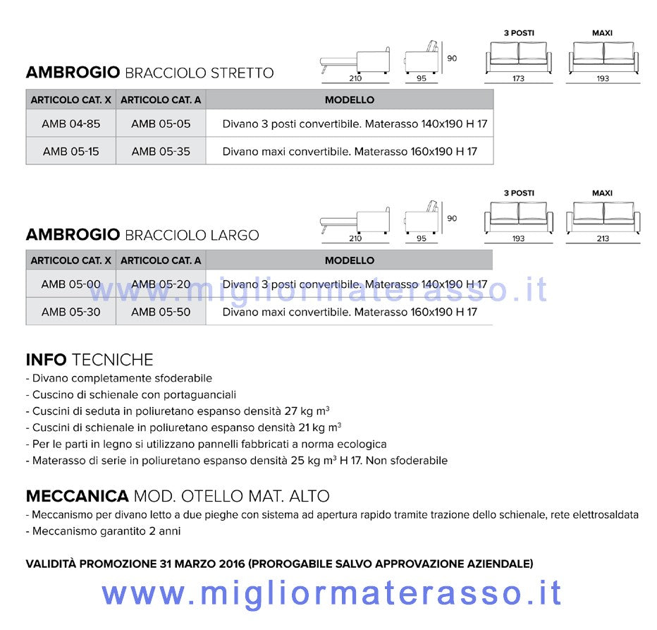 Divano Letto in ecopelle Ambrogio