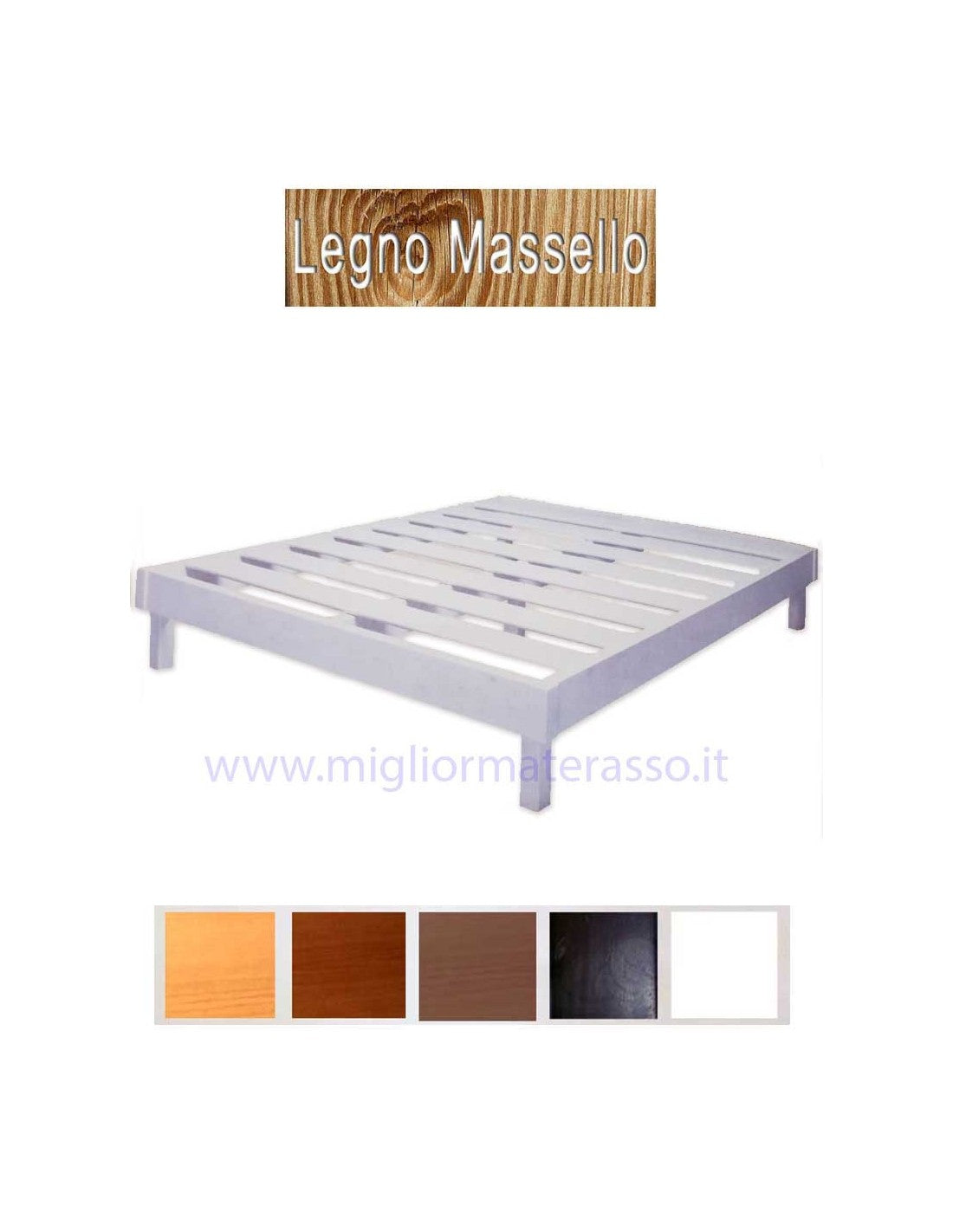 Letto in legno, quinta gamba opzionale