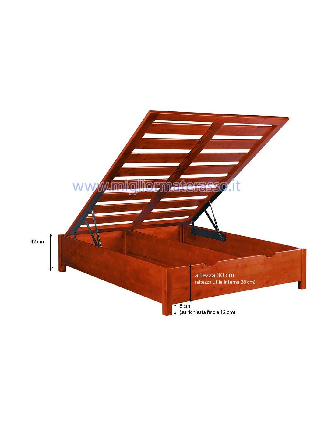 Letto contenitore legno massello