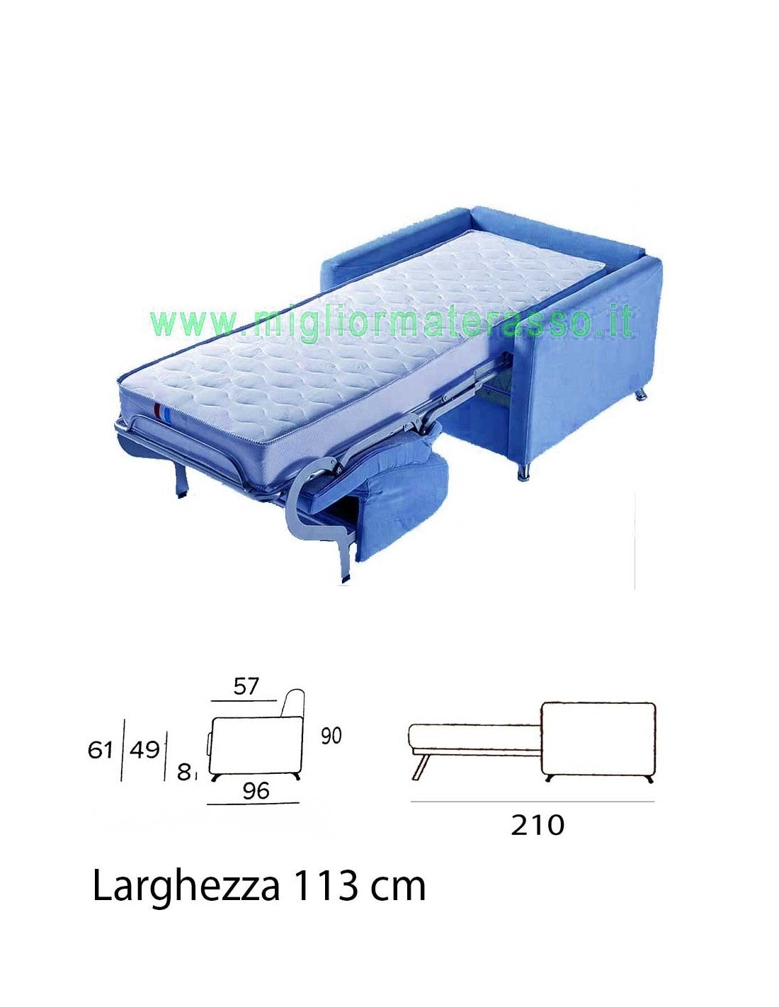 Poltrona letto con materasso Blu