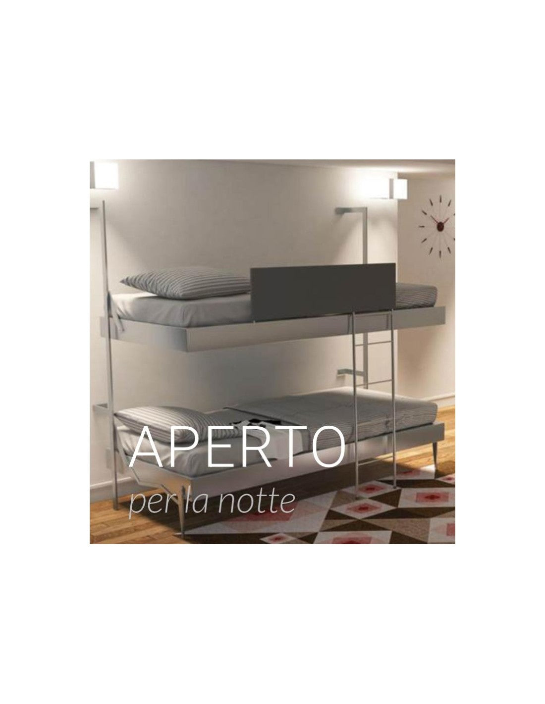 Letto a scomparsa a castello Boss con luci led