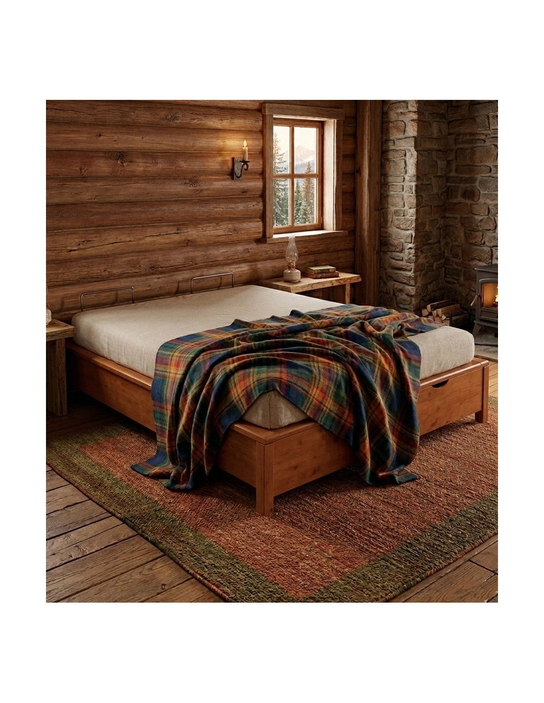 Letto contenitore legno massello