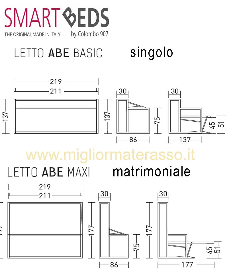 letto abe misure