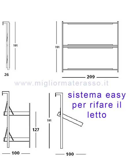 misure ingombro letto castello